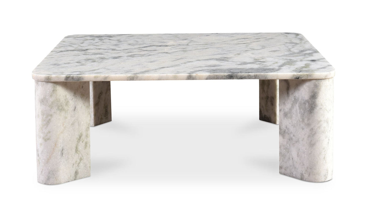 35.5" Ashen Grey Marble Coffee Table