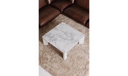 35.5" Ashen Grey Marble Coffee Table