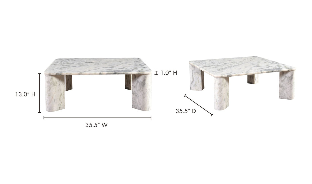 35.5" Ashen Grey Marble Coffee Table