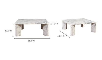 35.5" Ashen Grey Marble Coffee Table