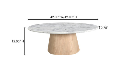 42" White Marble Coffee Table