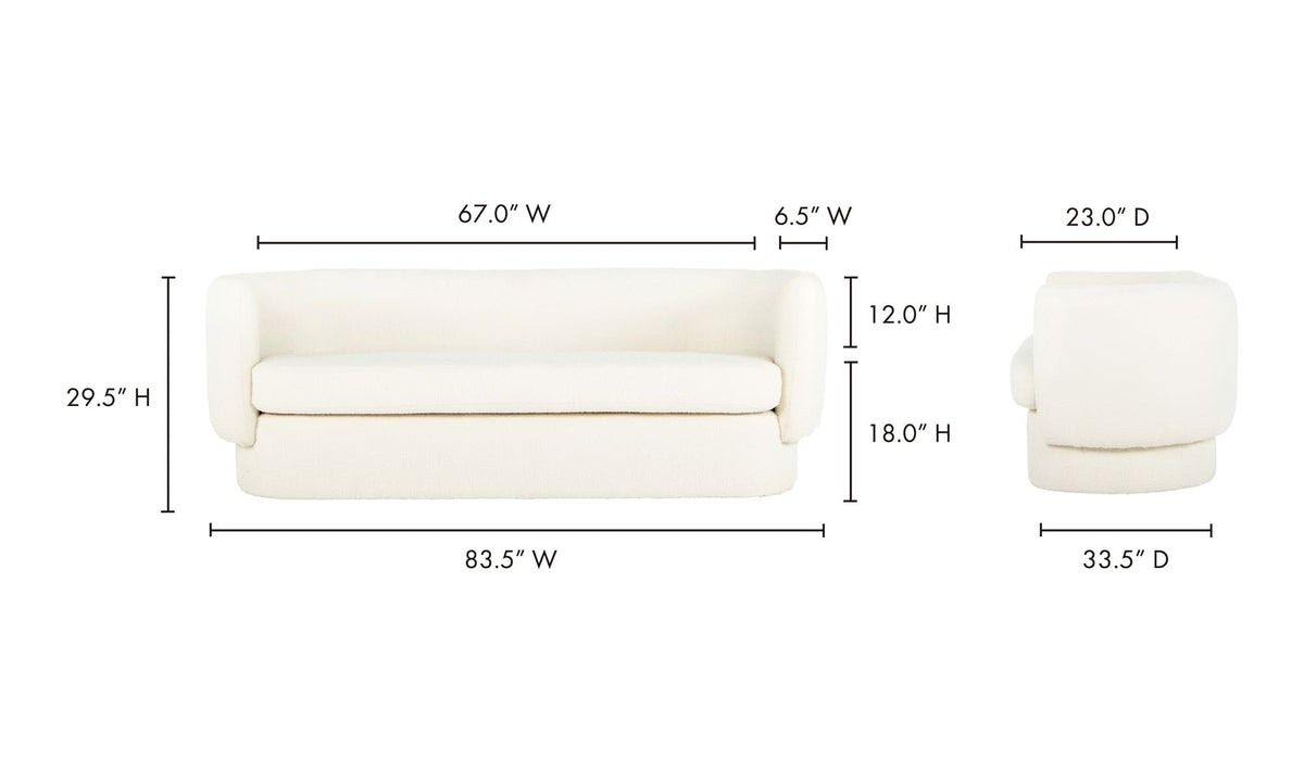 83.75" White Upholstered Sofa