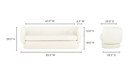 83.75" White Upholstered Sofa