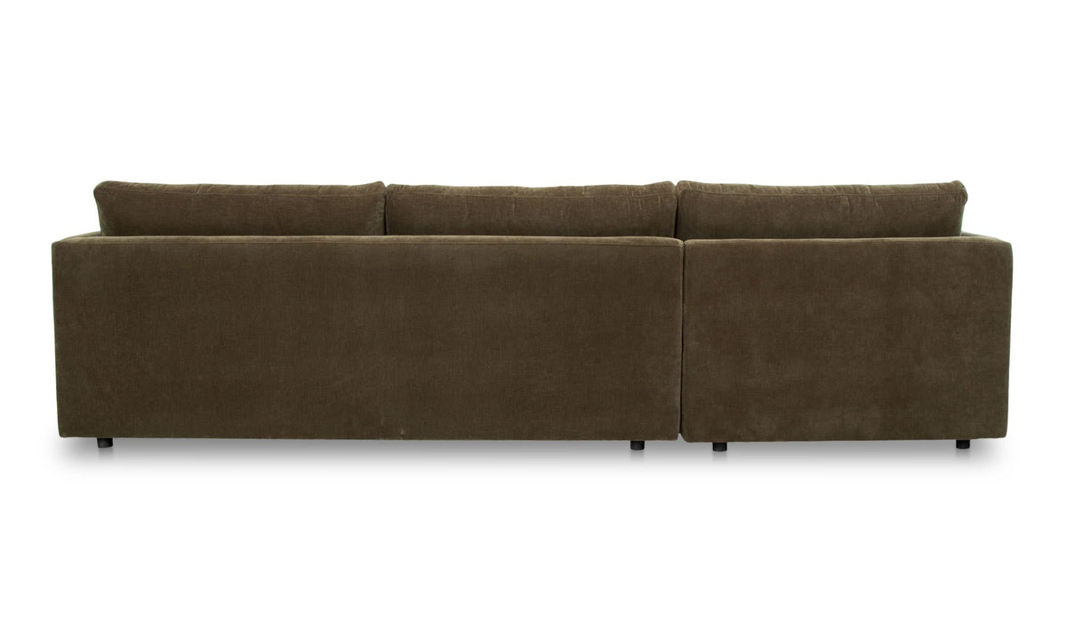 115.5" Green Upholstered Left Facing Sectional