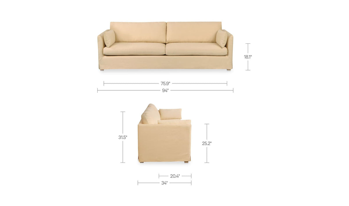 94" Wheat Upholstered Sofa