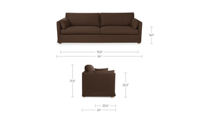 94" Dark Brown Upholstered Sofa