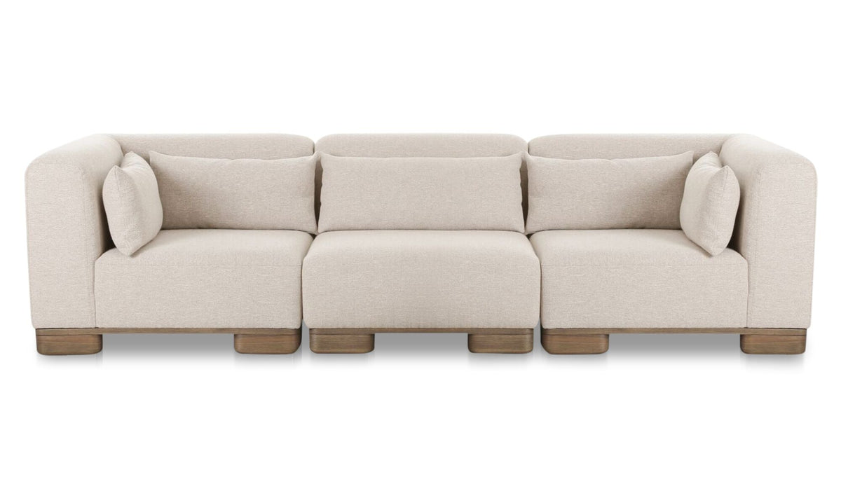 115" Oatmeal Upholstered Modular Sofa