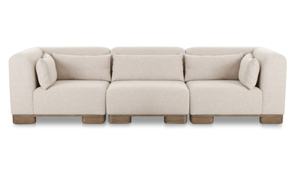 115" Oatmeal Upholstered Modular Sofa