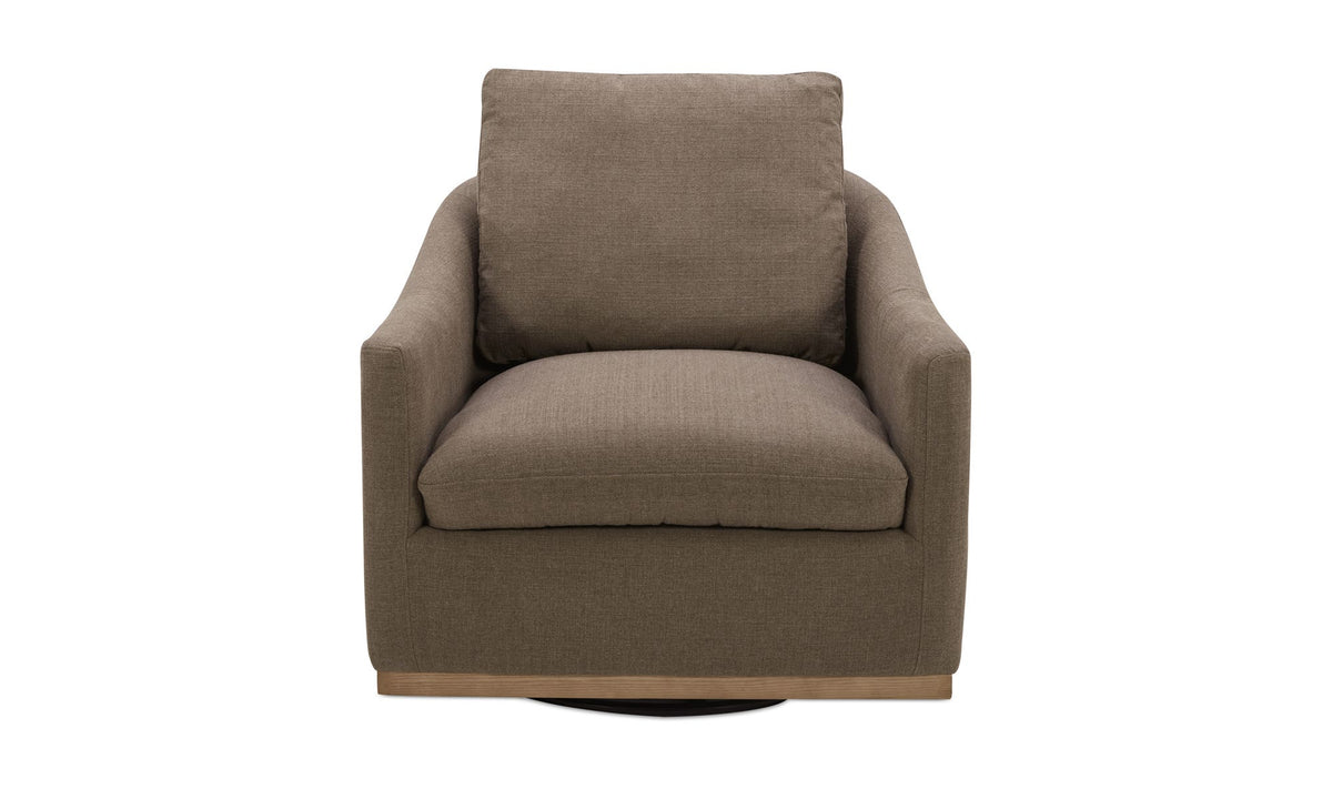 33" Soft Taupe Upholstered Swivel Accent Chair