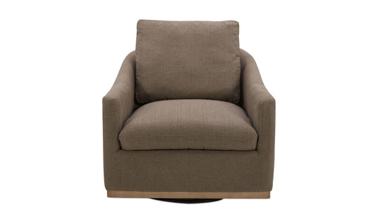 33" Soft Taupe Upholstered Swivel Accent Chair