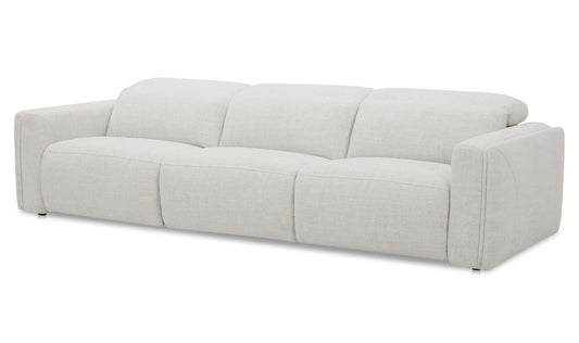 121.5" Flecked Oat Upholstered Power Recliner Sofa
