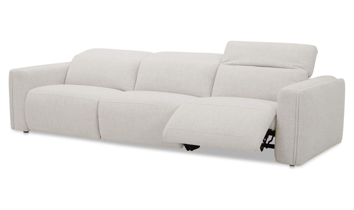 121.5" Flecked Oat Upholstered Power Recliner Sofa