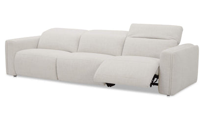 121.5" Flecked Oat Upholstered Power Recliner Sofa