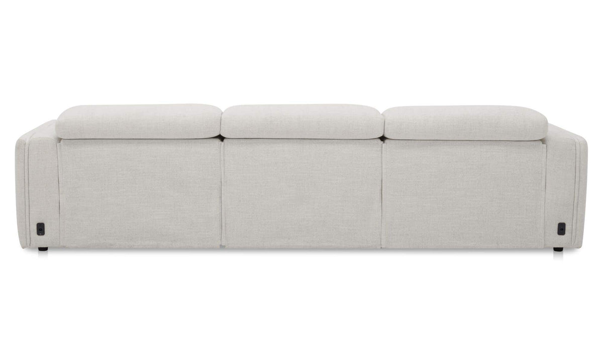 121.5" Flecked Oat Upholstered Power Recliner Sofa