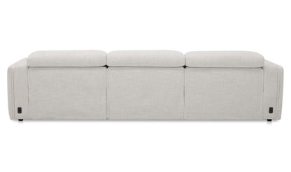 121.5" Flecked Oat Upholstered Power Recliner Sofa