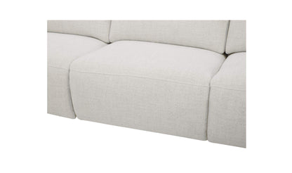 121.5" Flecked Oat Upholstered Power Recliner Sofa