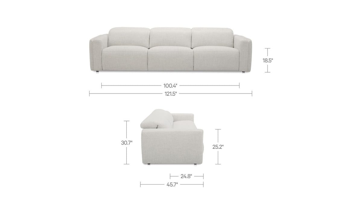 121.5" Flecked Oat Upholstered Power Recliner Sofa