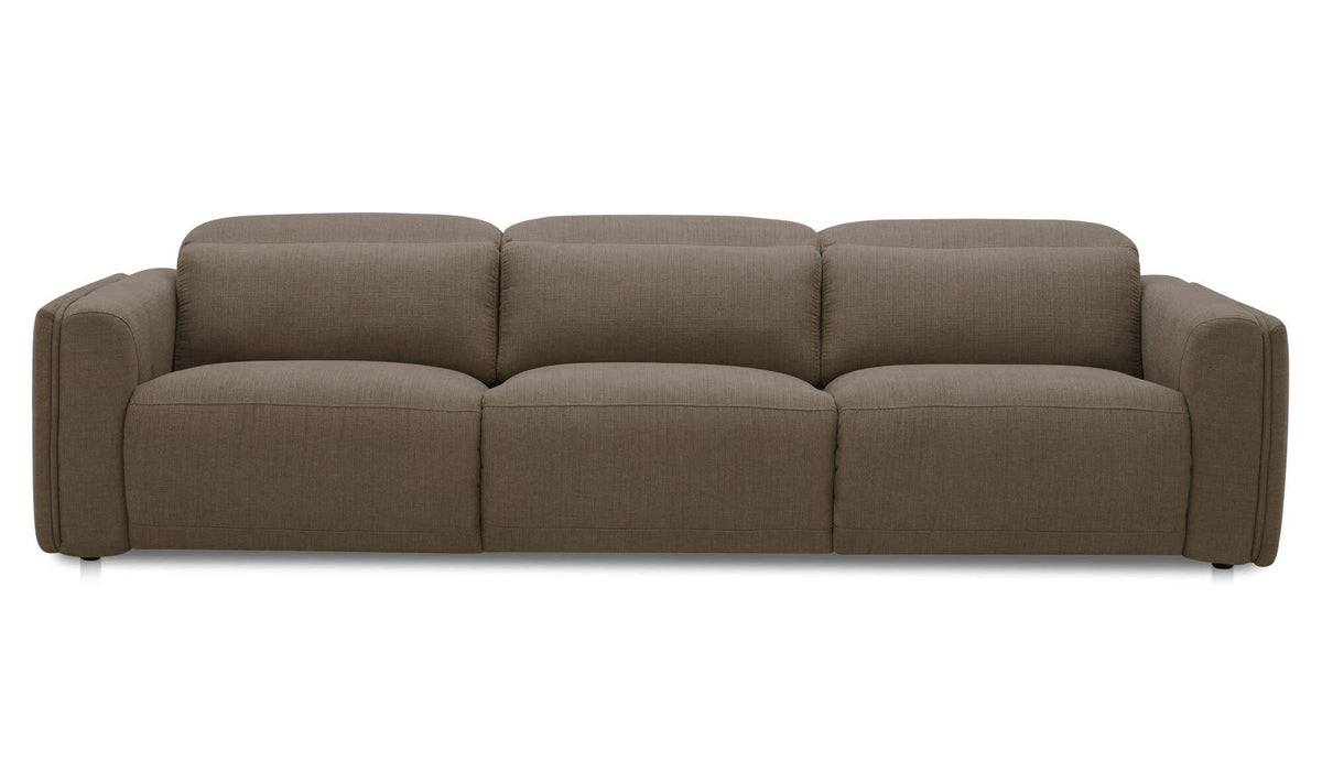 121.5" Soft Taupe Upholstered Power Recliner Sofa