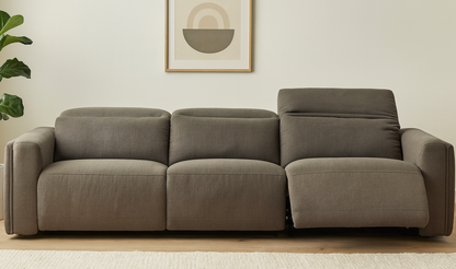 121.5" Soft Taupe Upholstered Power Recliner Sofa