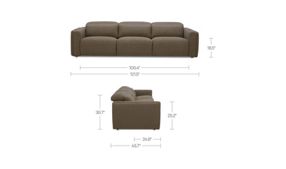 121.5" Soft Taupe Upholstered Power Recliner Sofa