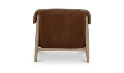 35.43" Brown Leather Accent Chair
