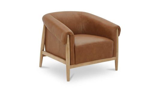 35.43" Tan Leather Accent Chair