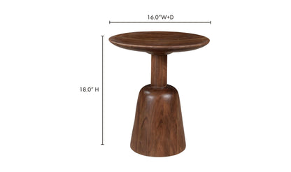 16" Dark Brown Acacia Side Table