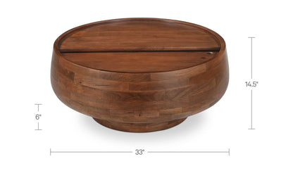 33" Natural Mango Wood Storage Coffee Table