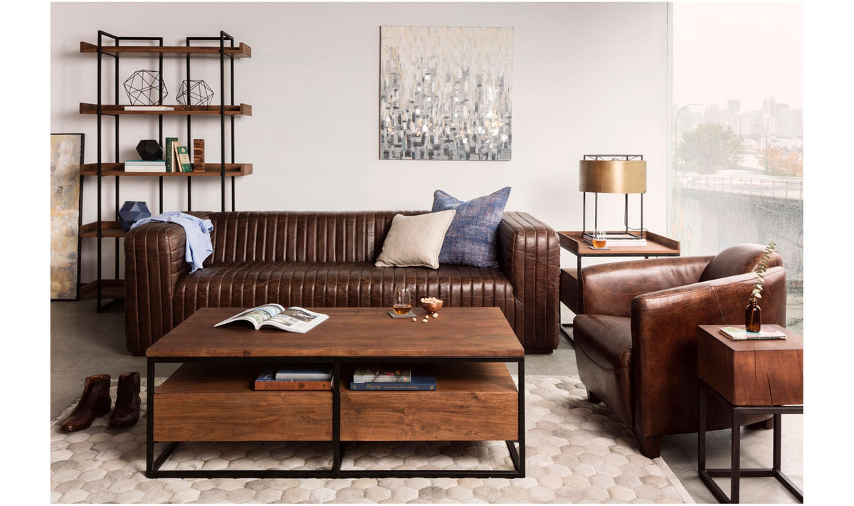 23" Light Brown Acacia Side Table