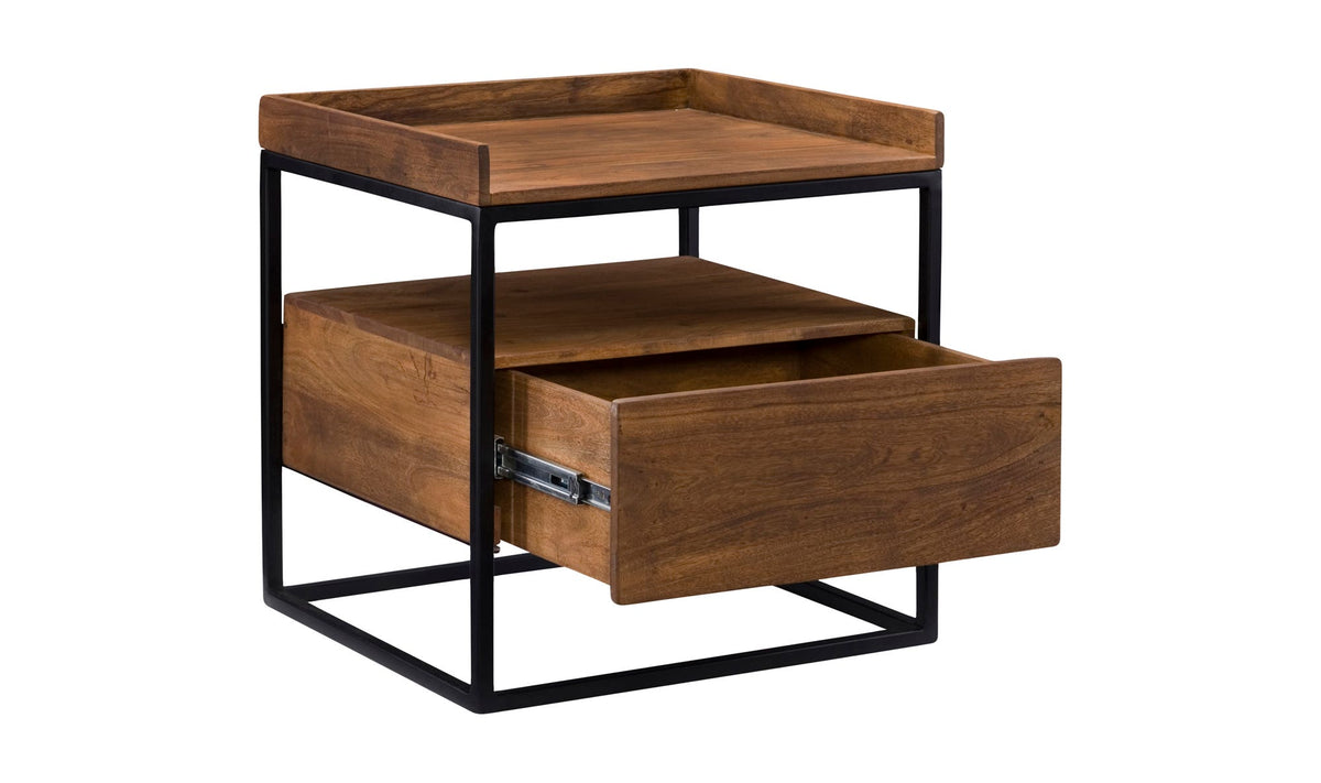 23" Light Brown Acacia Side Table