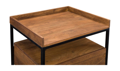 23" Light Brown Acacia Side Table
