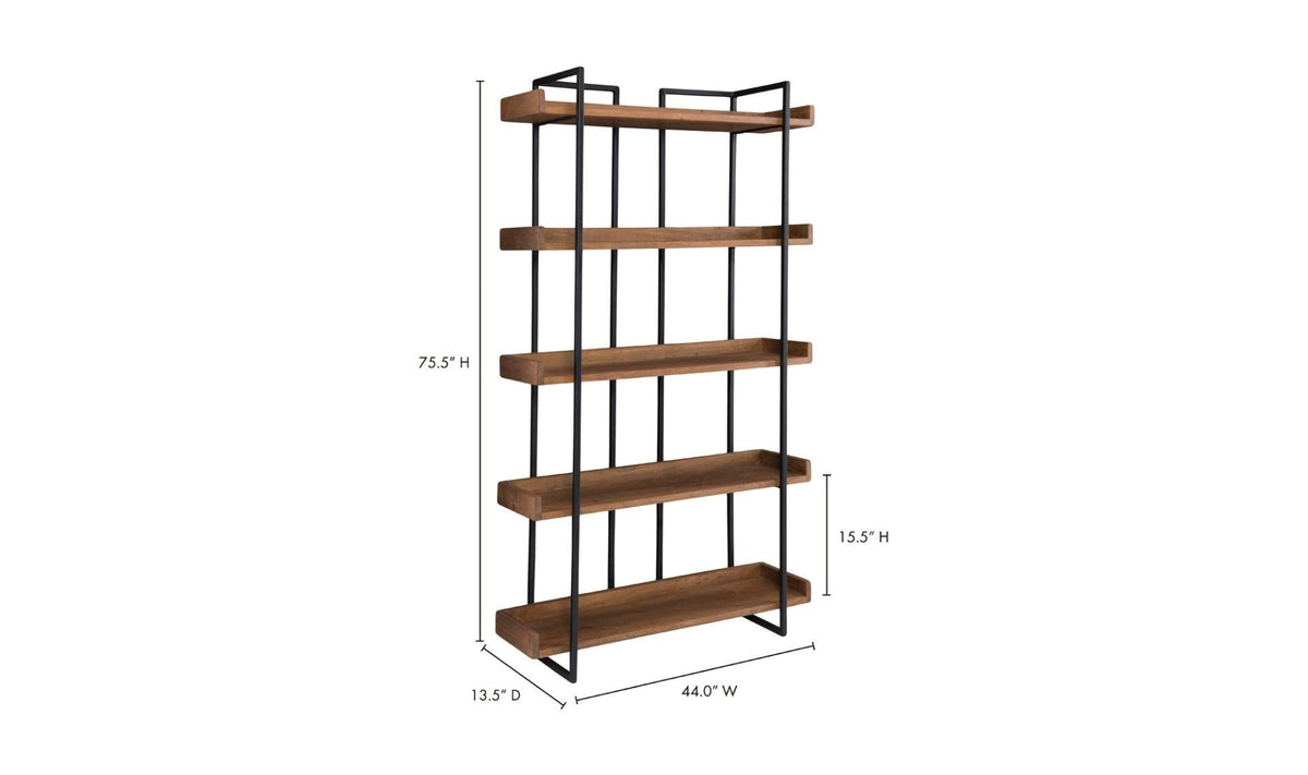 44" Small Light Brown Acacia Small Bookcase