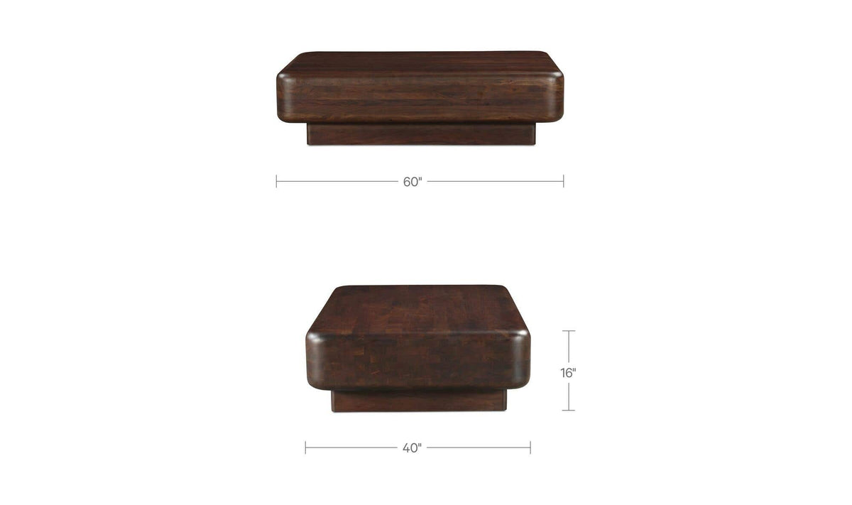 60" Dark Brown Acacia Coffee Table