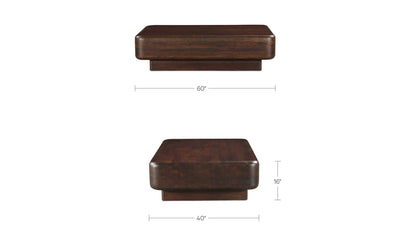 60" Dark Brown Acacia Coffee Table