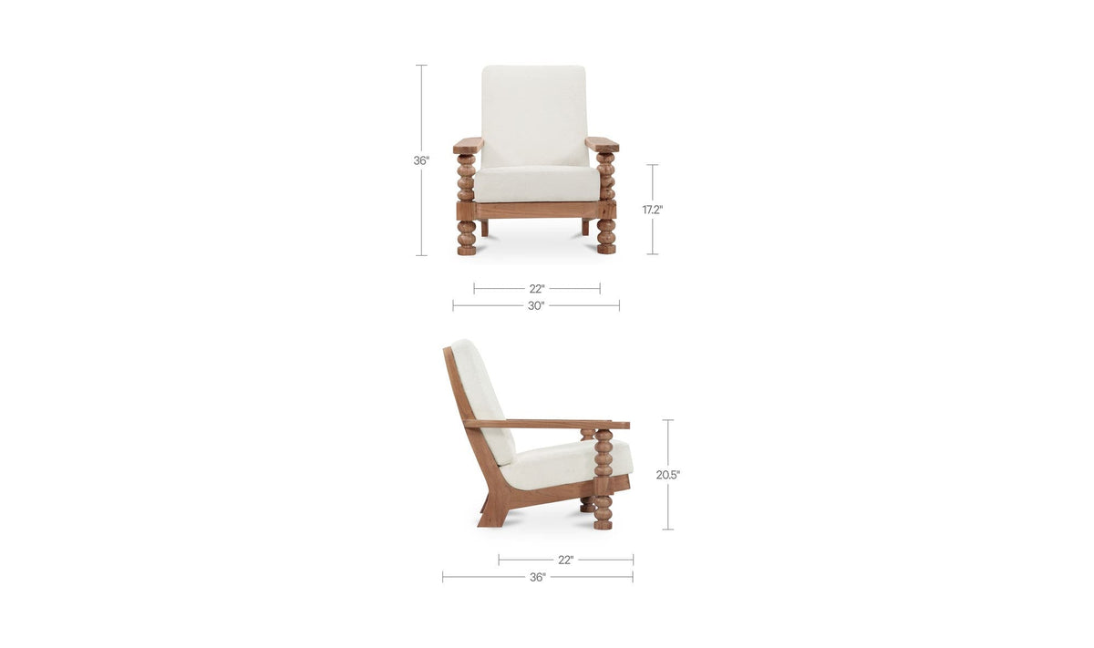 30" Off White Upholstered Accent Chair