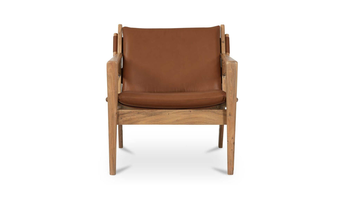 29" Brown Leather Accent Chair