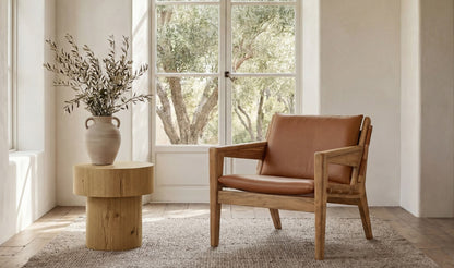 29" Brown Leather Accent Chair