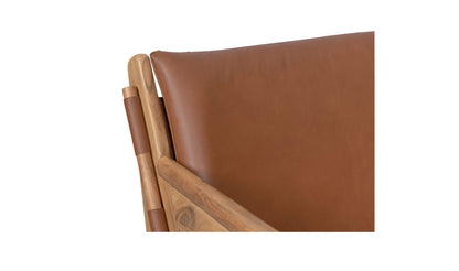 29" Brown Leather Accent Chair