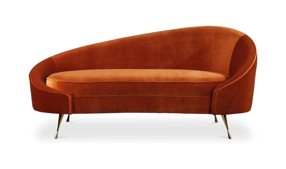 66" Orange Upholstered Chaise