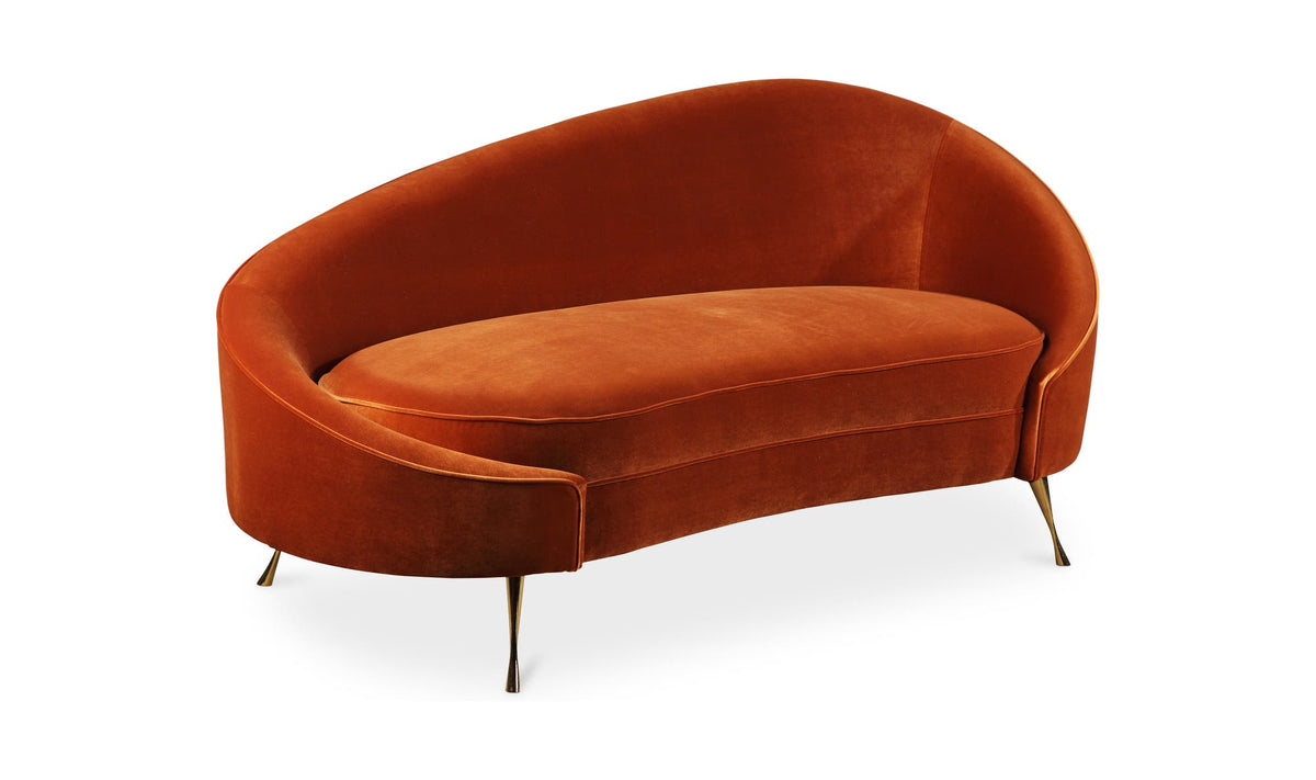 66" Orange Upholstered Chaise