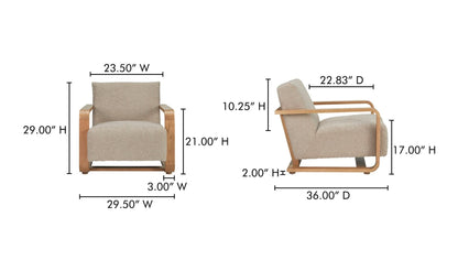 29.5" Beige Upholstered Lounge Chair