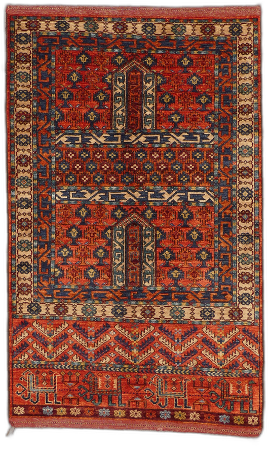 MP5562 Traditional Turkmen Wool Area Rug - 7 x 10