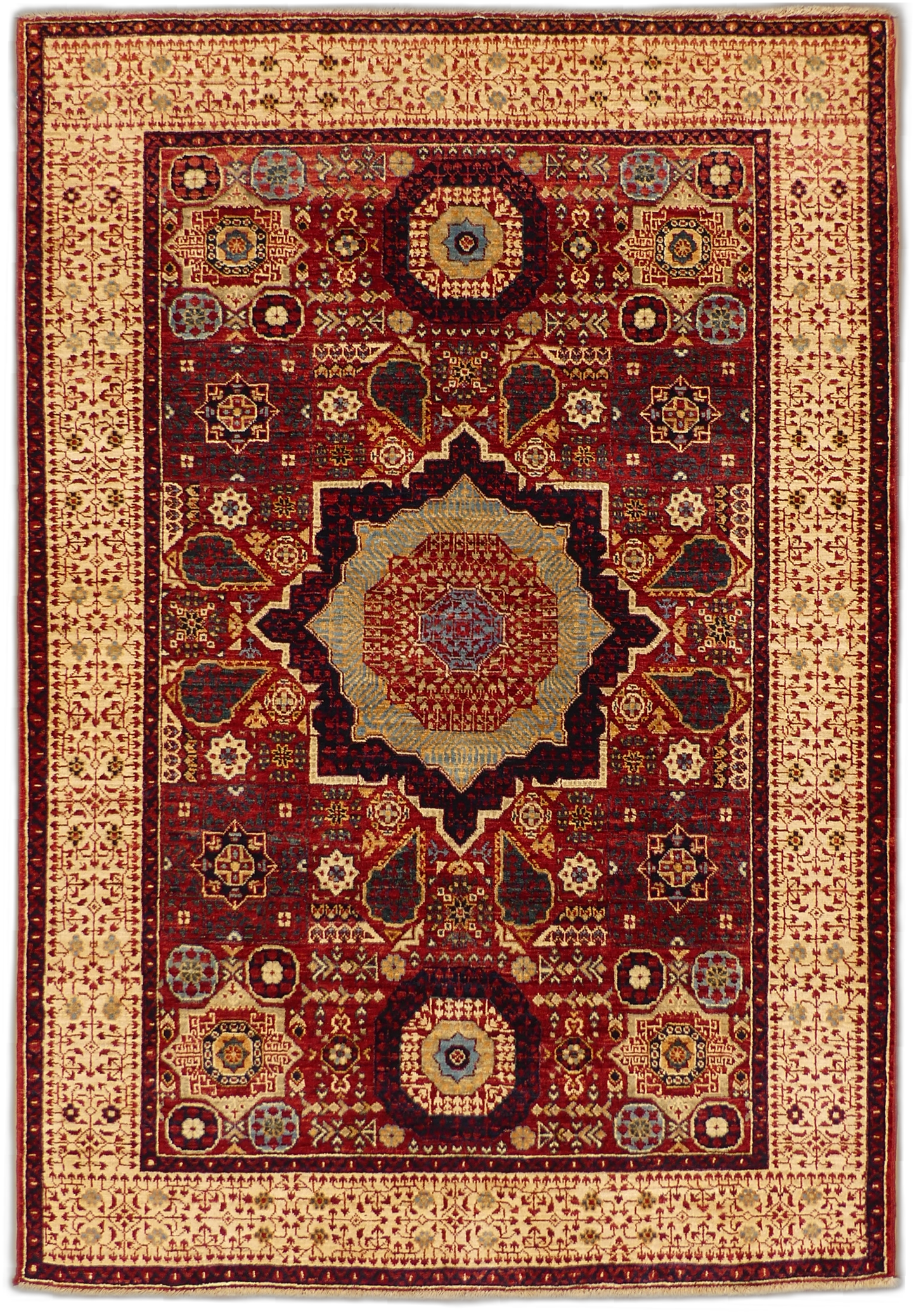 Traditional Mamluk Geometric Medallion Wool Rug MP5627 - 4 x 6