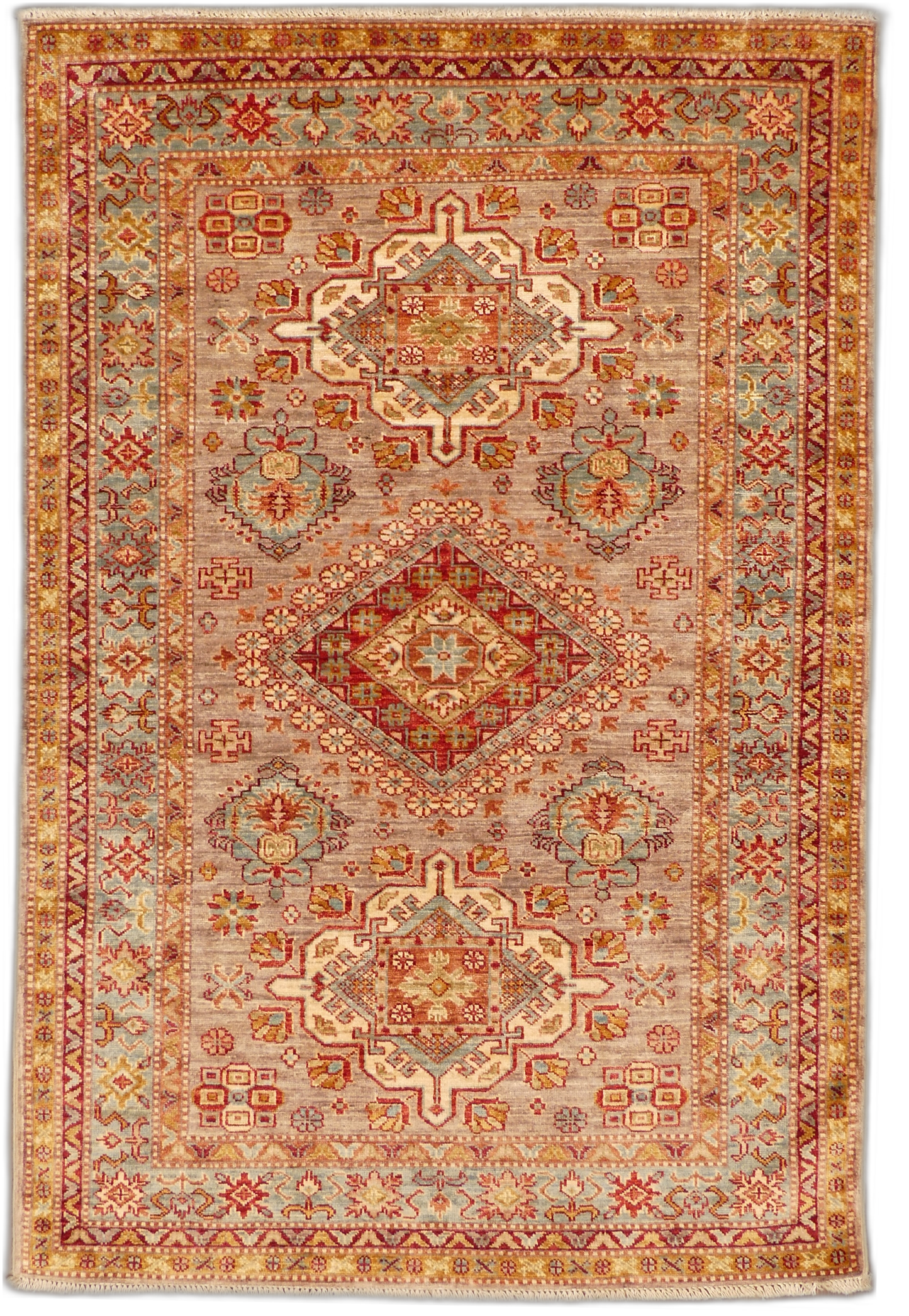 MP5665 [Kazak] Traditional Kazak Geometric Wool Rug - 4 x 6