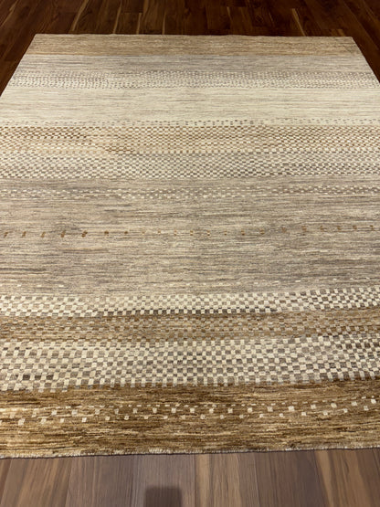 Modern Gabbeh Earth-Tone Wool Rug MP6443 - 8.1 x 9.2