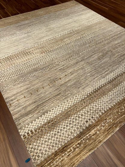 Modern Gabbeh Earth-Tone Wool Rug MP6443 - 8.1 x 9.2