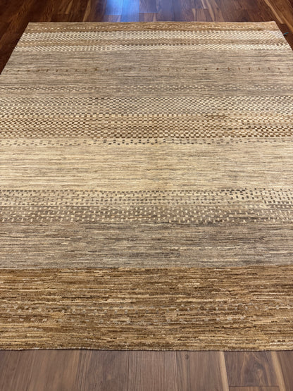Modern Gabbeh Earth-Tone Wool Rug MP6443 - 8.1 x 9.2