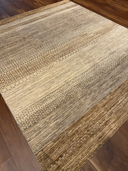 Modern Gabbeh Earth-Tone Wool Rug MP6443 - 8.1 x 9.2