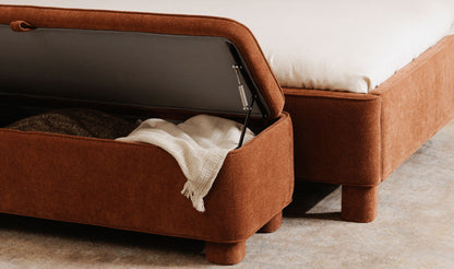 59" Deep Orange Upholstered Bench