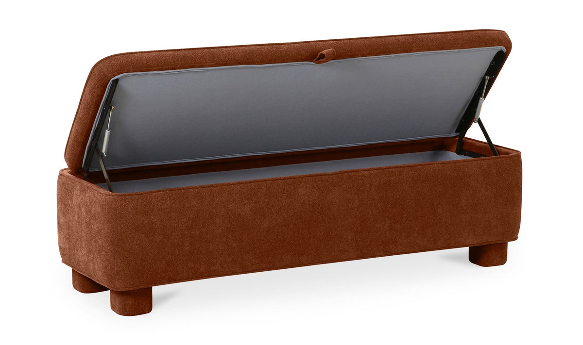 59" Deep Orange Upholstered Bench